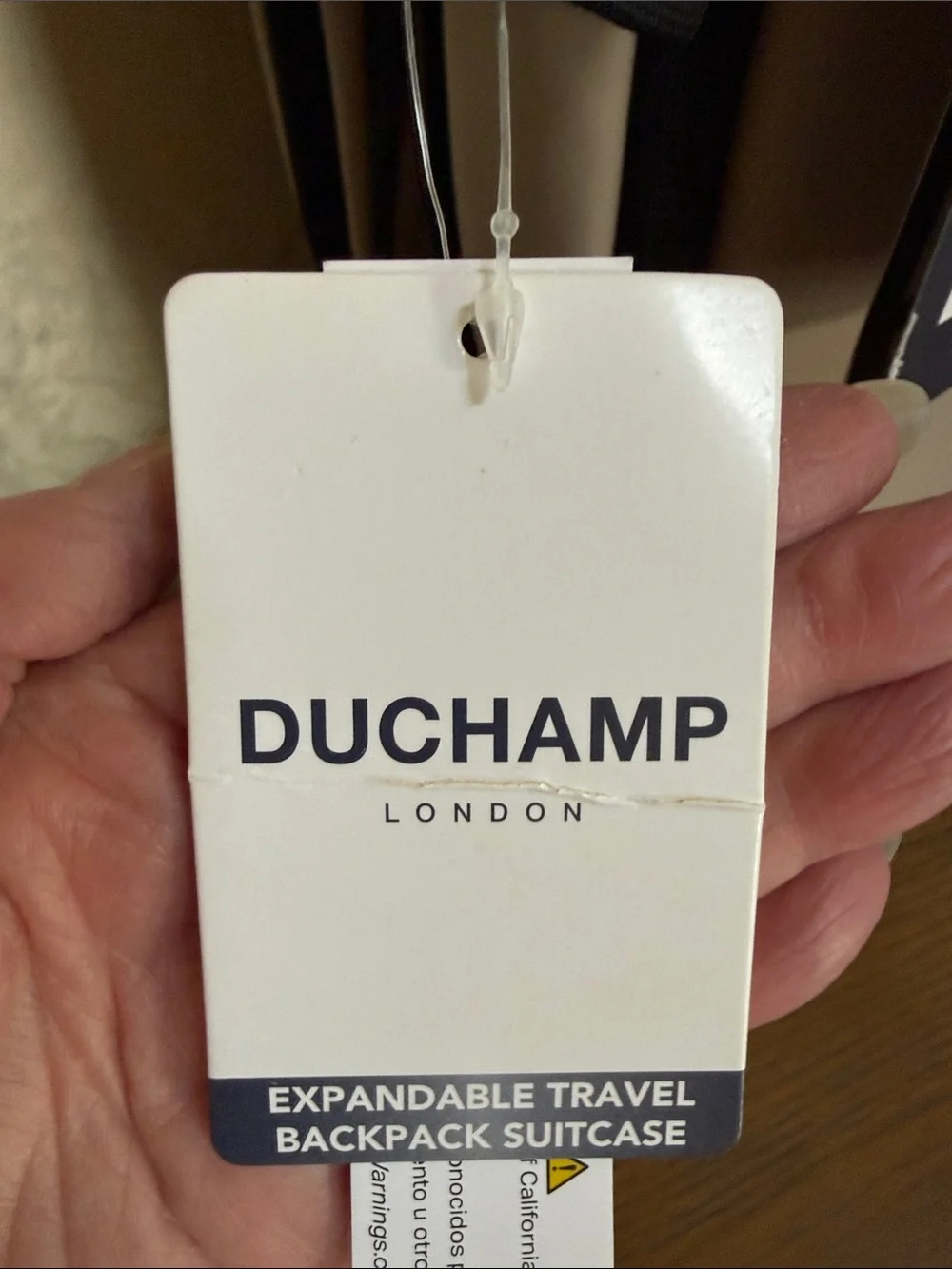 Duchamp Beige Expandable Travel Backpack/ Suitcase with laptop pocket and USB.